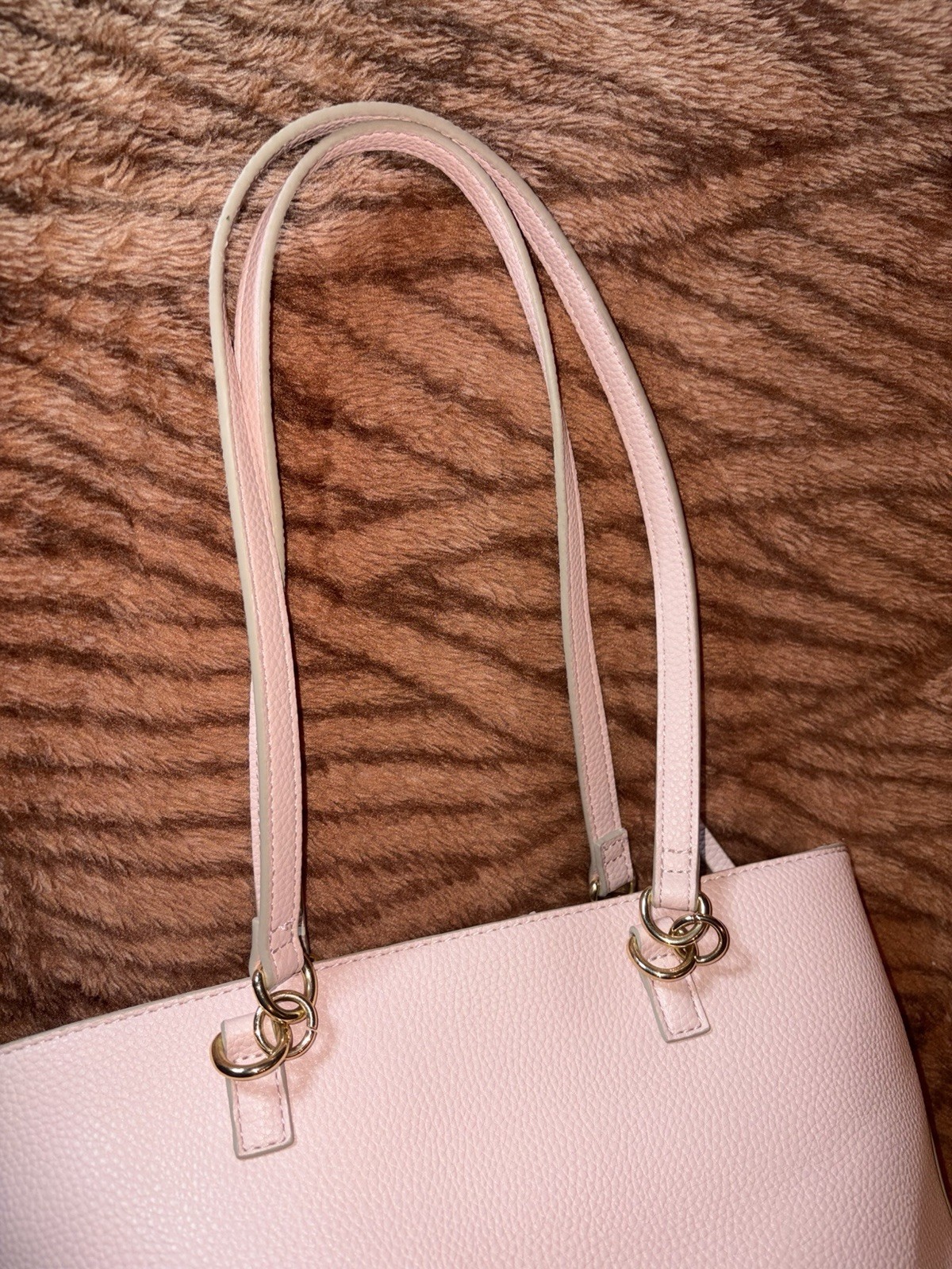 Nanette Lepore Womens Pink White Double Handle Shoulder Tote Handbag W/ Wallet