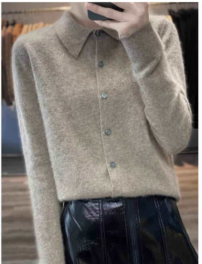 Cowl Neck 100% Cashmere Cardigan – Women’s Soft Long Sleeve Warm Sweater Hot