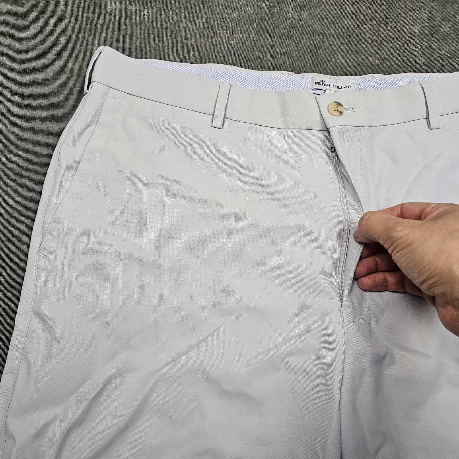 Peter Millar Salem Shorts Mens 36 Gray Performance Golf Chino 9in Inseam