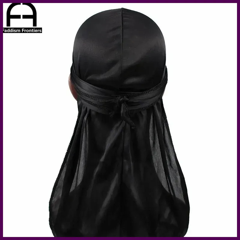 Men’S Silk Durag Bonnet Bandana Silky Du Rag Doo Rag Long Tail Waves Cap