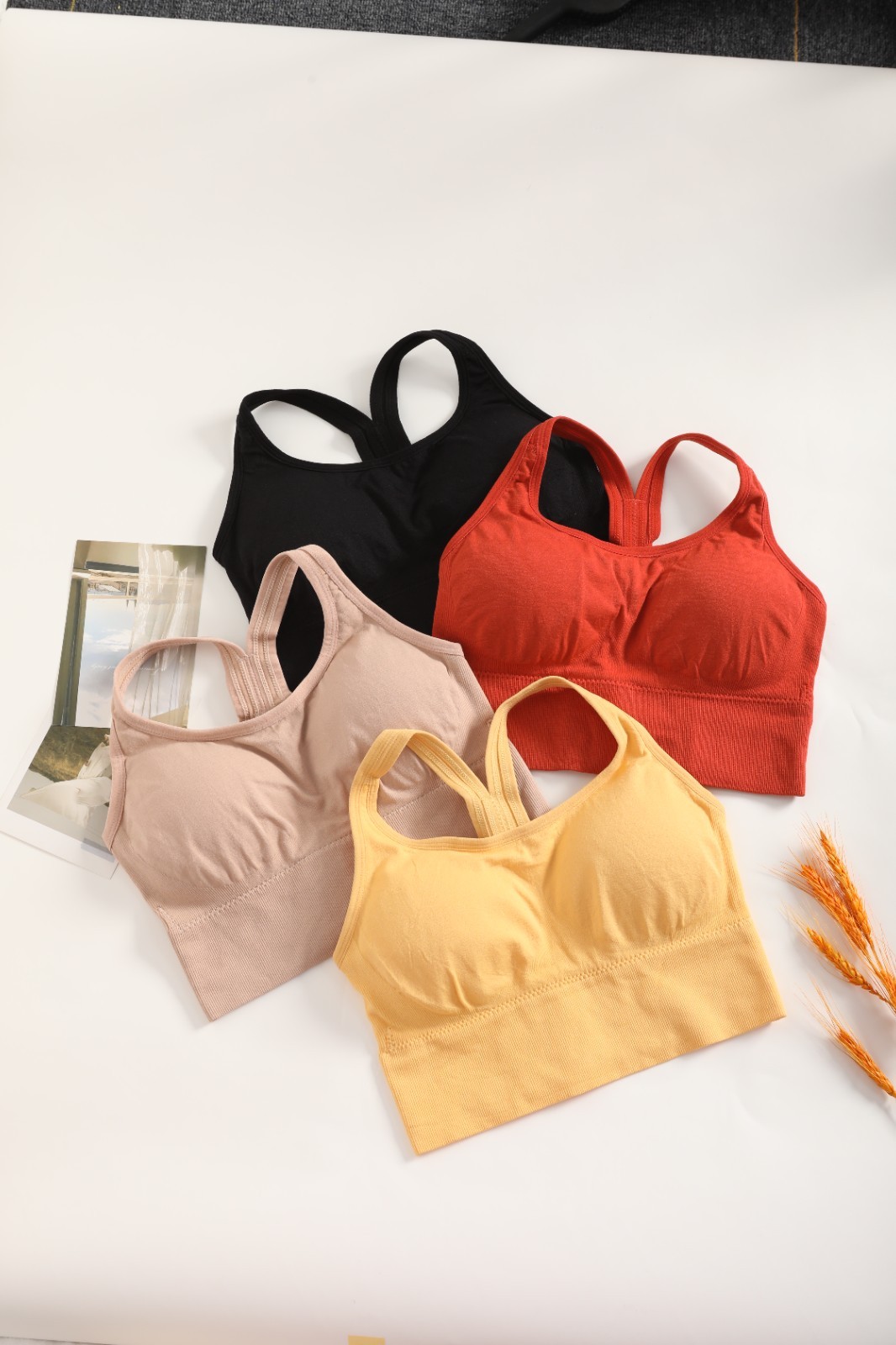 Seamless Racerback Sports Bra Women High Support Wireless Workout Multicolor