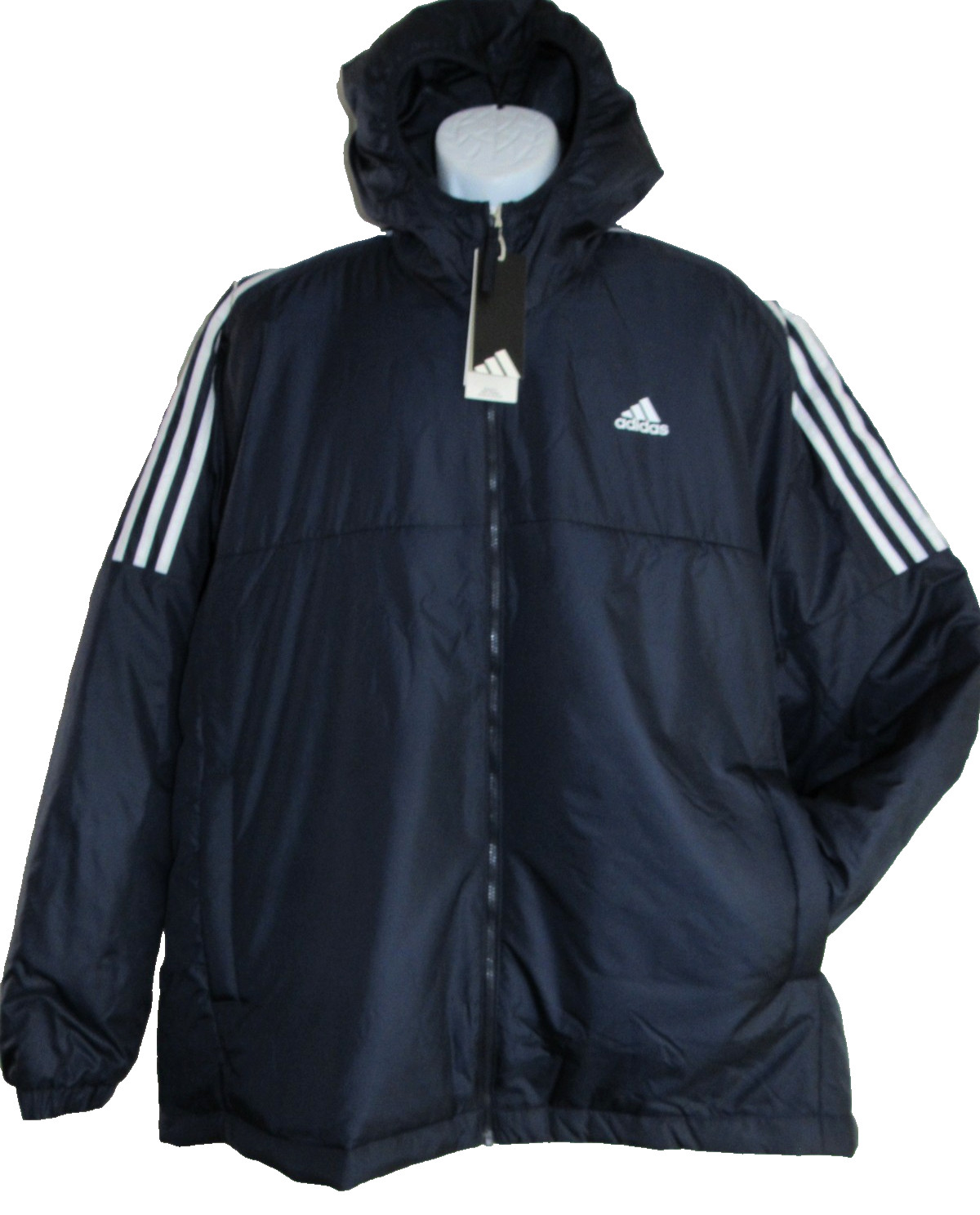 Adidas Essentials Mens size L Navy Insulated Hooded Puffer Outdoor Jacket GT9165