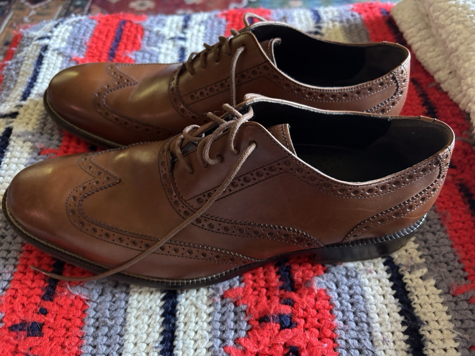 Cole Haan Williams Wingtip Oxford Size 9 1/2 M Shoes Brown Tan Leather C12210