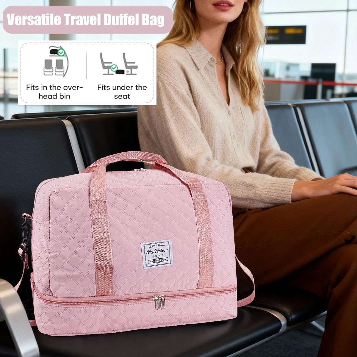 Travel Tote Bag for Women, Weekender Carry-on Tote, Large Duffel Bag Gym Bag US