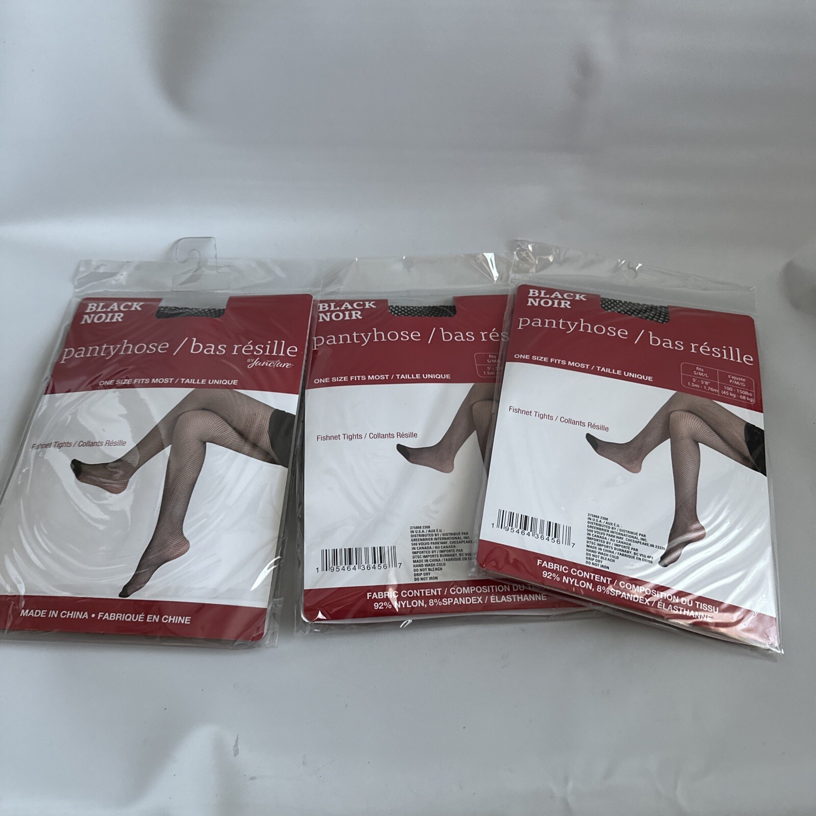 Greenbrier Black Fishnet Tights Day Sheer Pantyhose One Size SML Nylons Lot Of 3