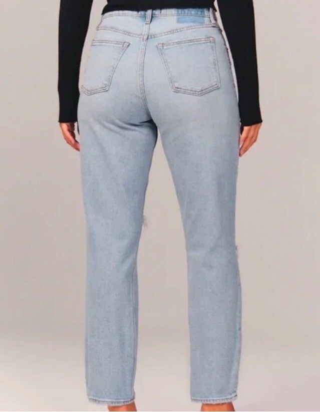Abercrombie & Fitch Sz 28 6S The Mom High Rise Curve Love Distressed Jeans