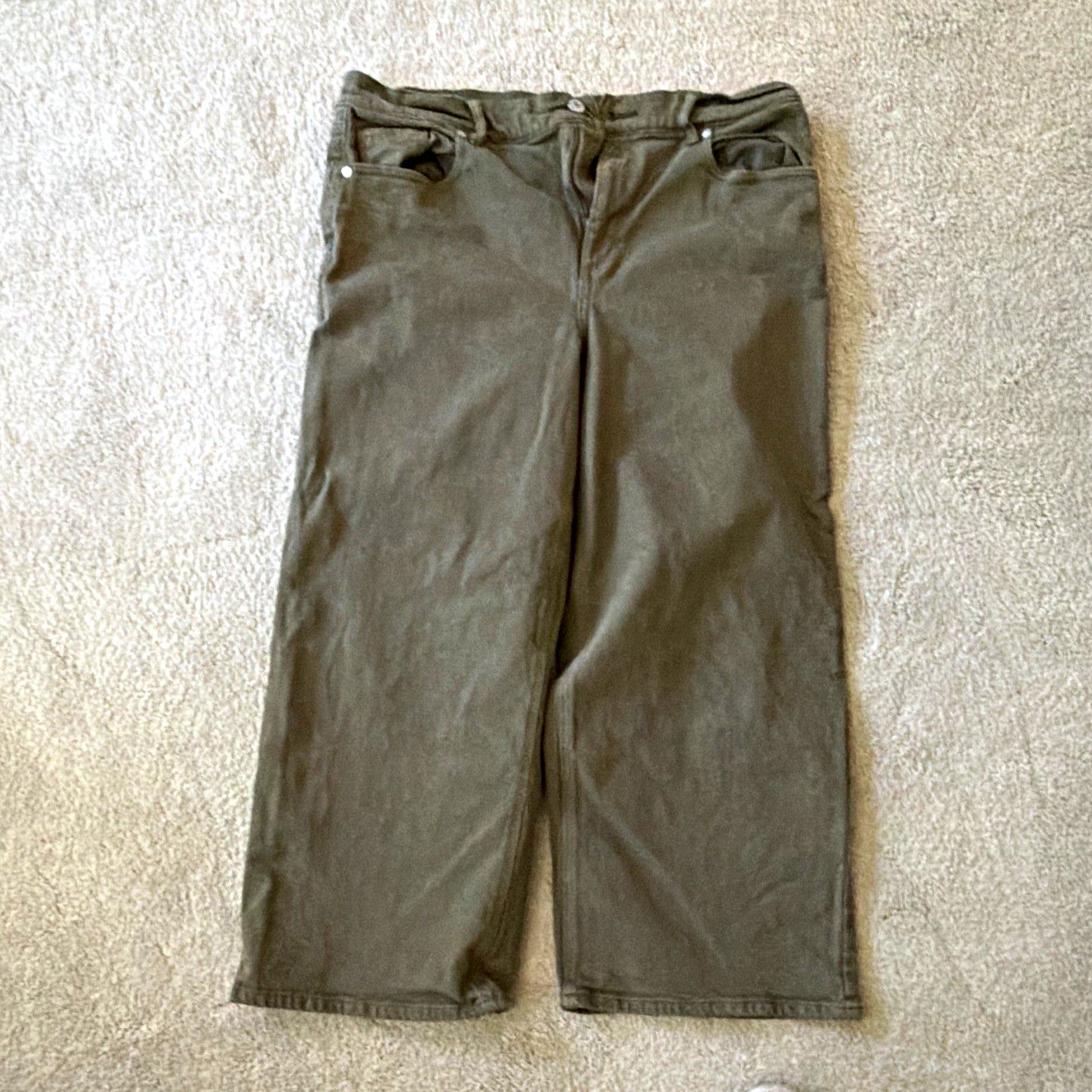 LOFT Women’s Green Denim Wide-Leg Jeans Stretch Dark Wash 5-Pocket Solid