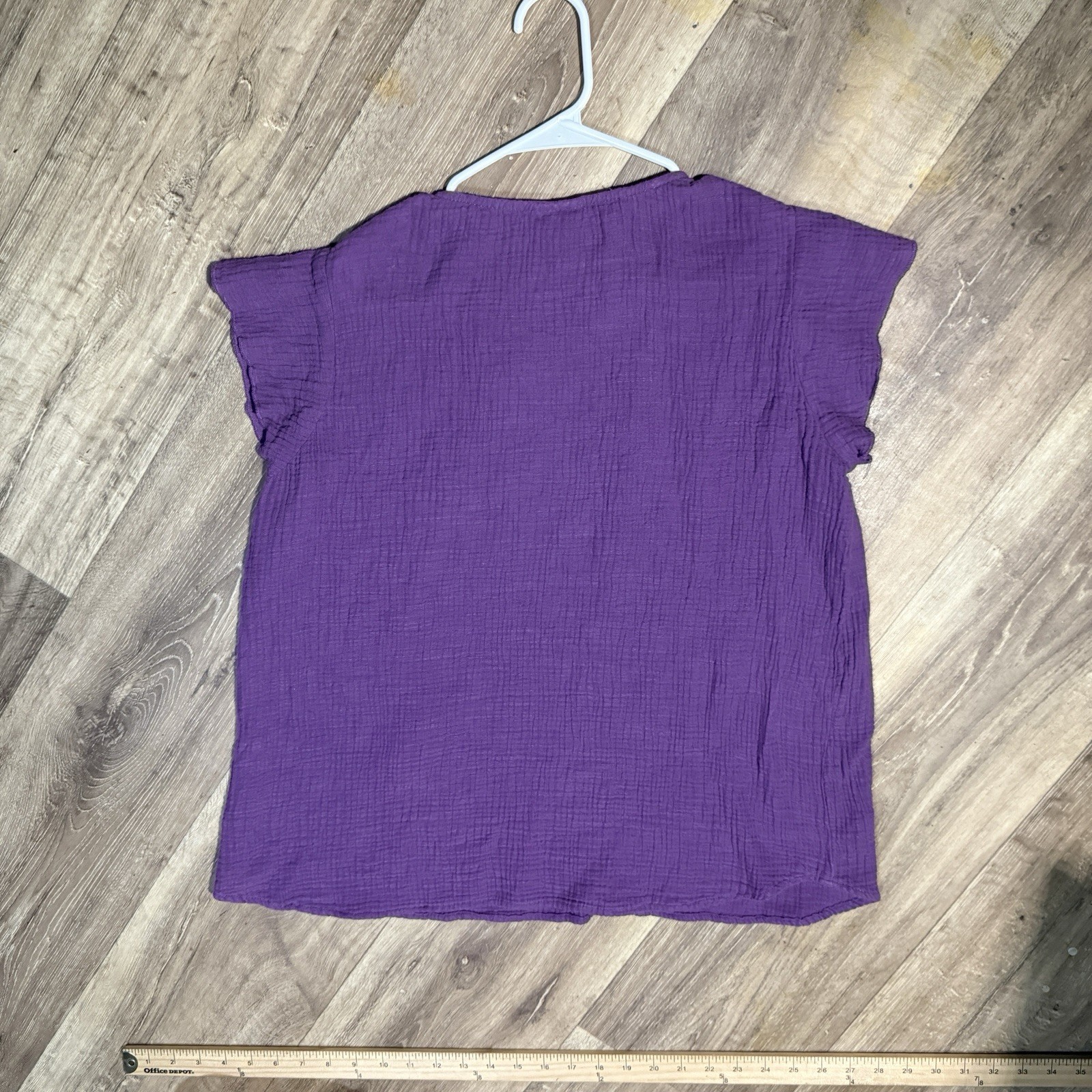 St. John’s Bay Women’s Purple Embroidered Peasant Blouse Size L Sleeveless Top