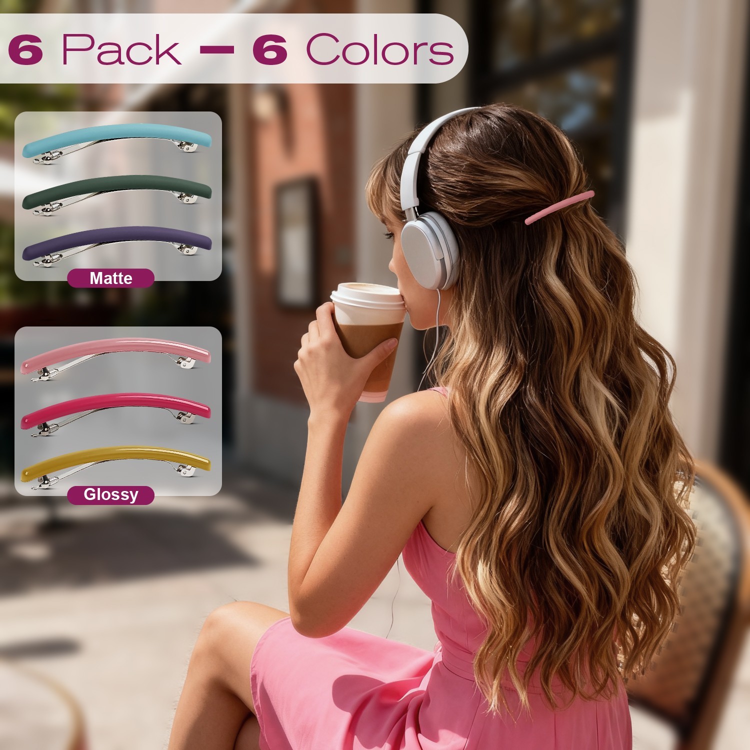 Mber 6 Pack French Hair Barrettes for Fine Thick Thin Hair Barrettes Hair Clips