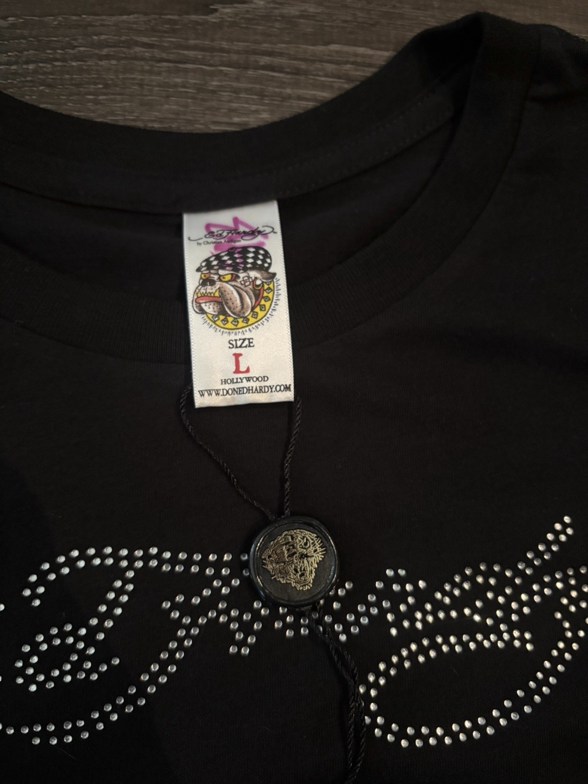 Ed Hardy By Christian Audigier Rhinestone Heart Tee