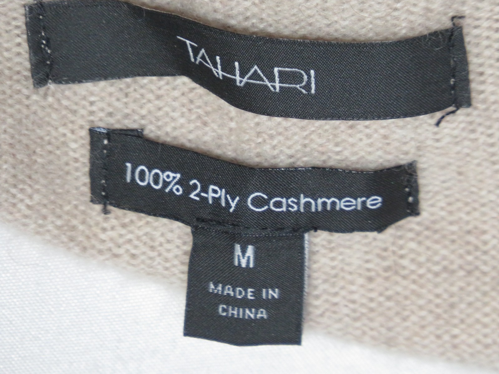 TAHARI WOMENS US M OATMEAL HEATHER SWEATER CAPE WRAP LONG 100% CASHMERE 2-PLY