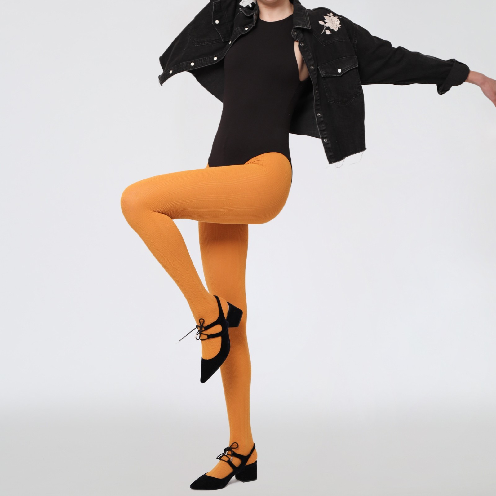 Andrea Bucci Organic Cotton Cable Knit Tights 150 Denier