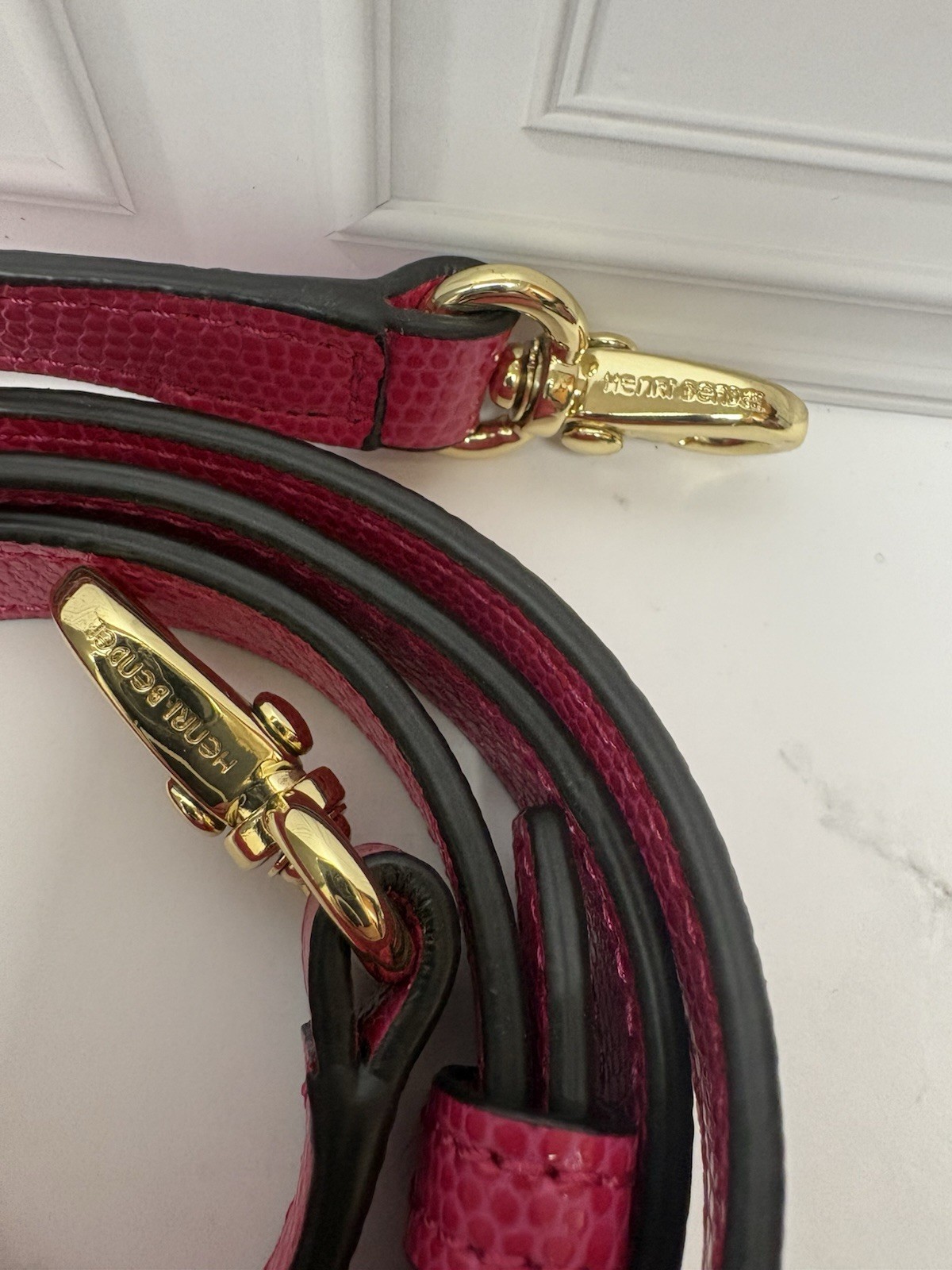 Henri Bendel Adjustable Solid Pink Strap w/ Buckle & Gold Swivel Clips
