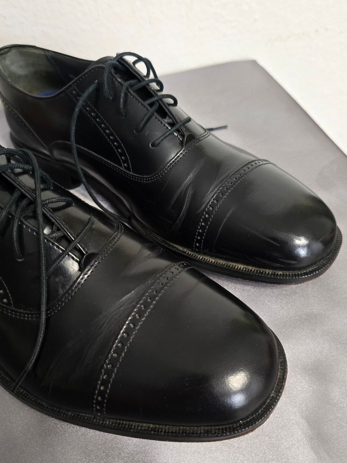 Bostonian Black Cap-Toe Leather Oxford Dress Shoes