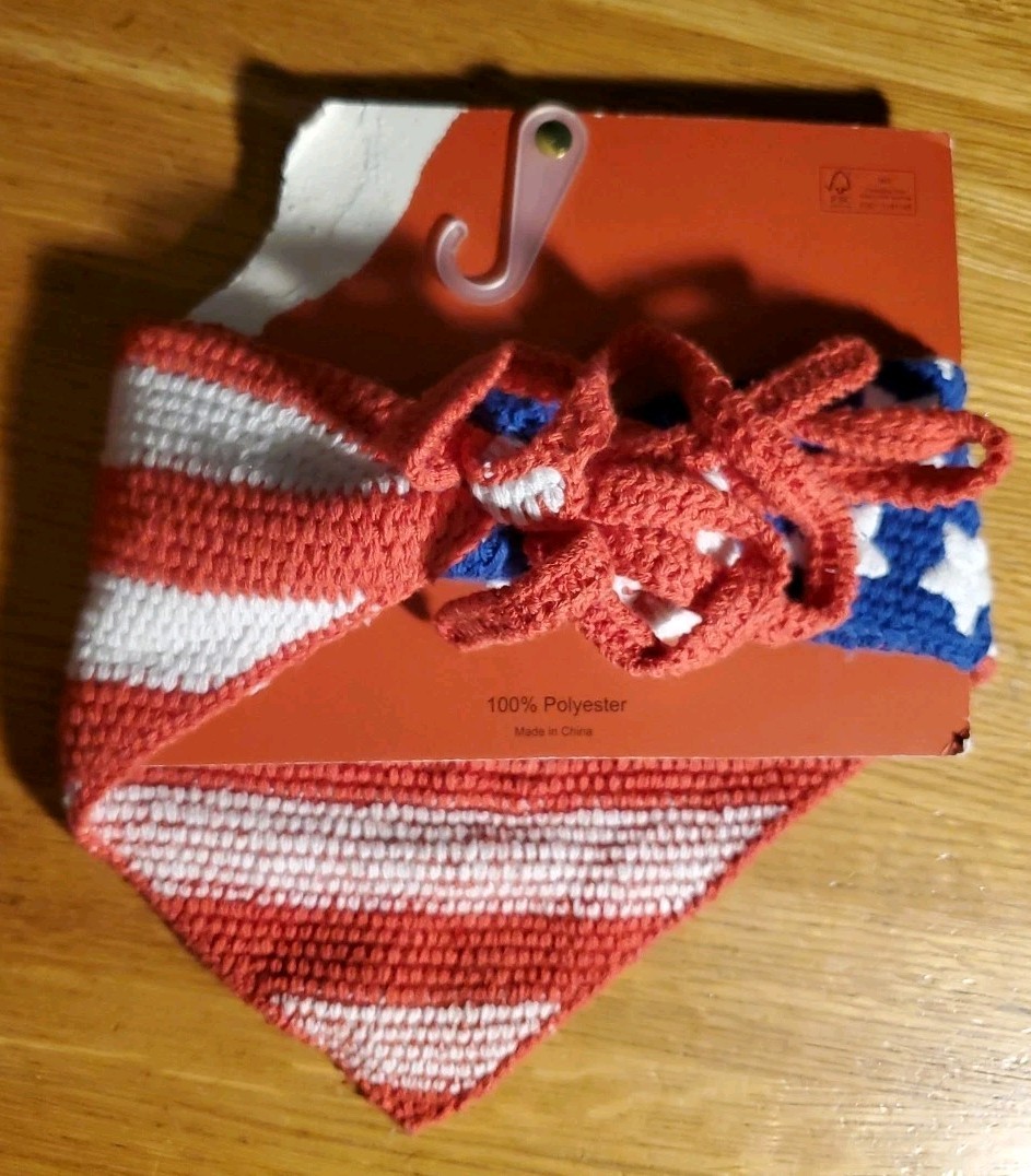 Piper K Patriotic USA American Flag July 4th ❤️ Crochet Head Scarf