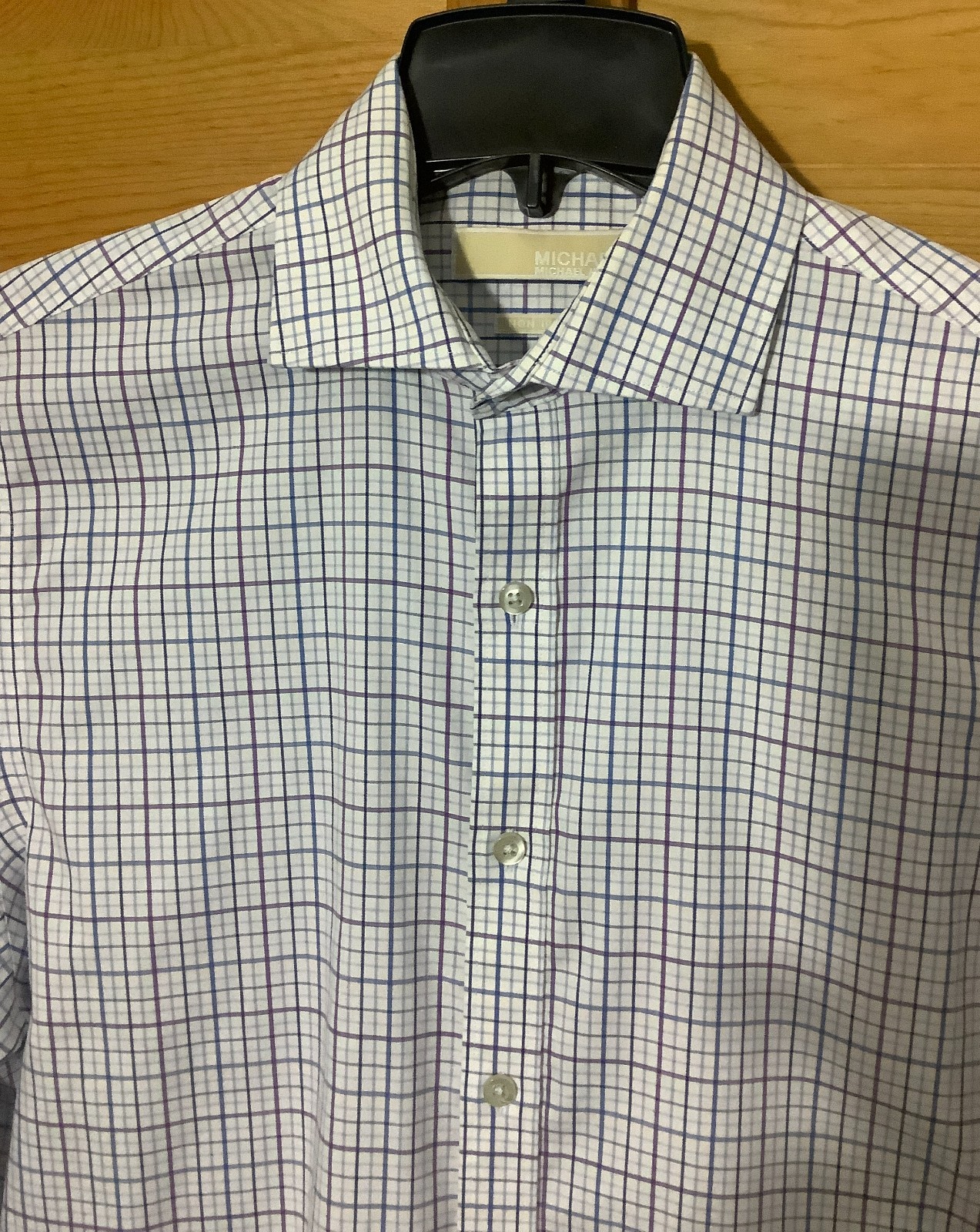 Michael Kors Plaid Button Long Sleeve Dress Shirt Medium 32/33 Non Iron