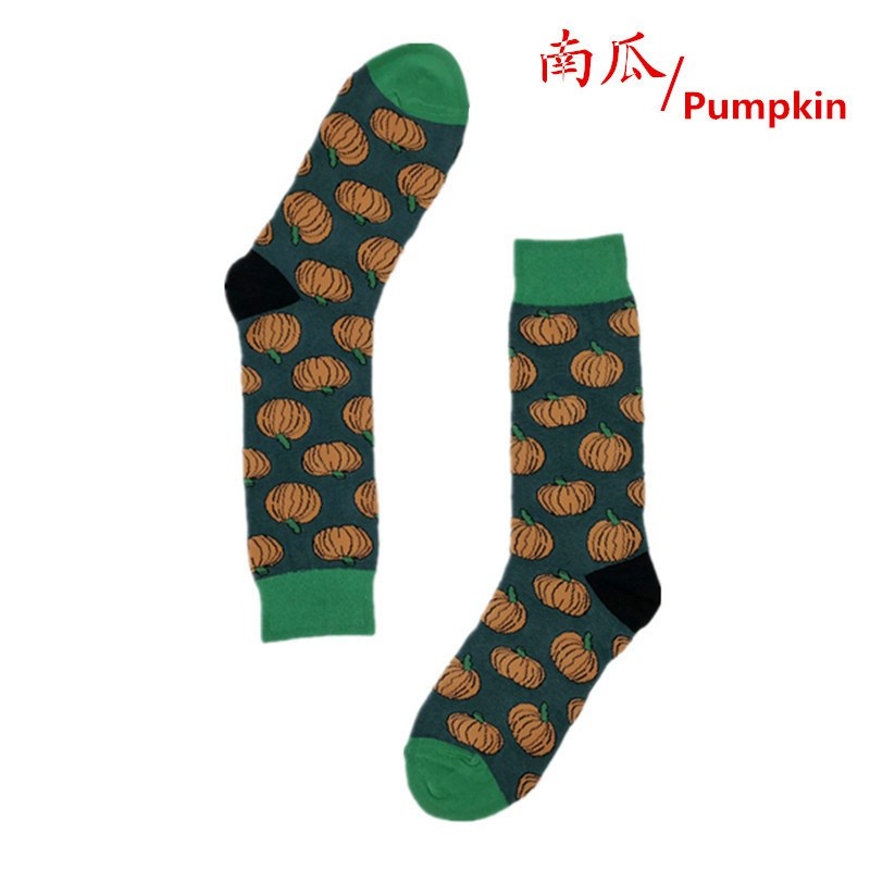 200N couple long tube socks Jacquard creative pattern Harajuku flower cotton