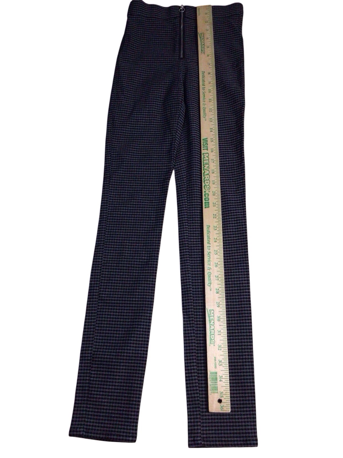 GARAGE Womens Pants Black Gray Grey Gingham Checkered Zip Front Leggings Size XS