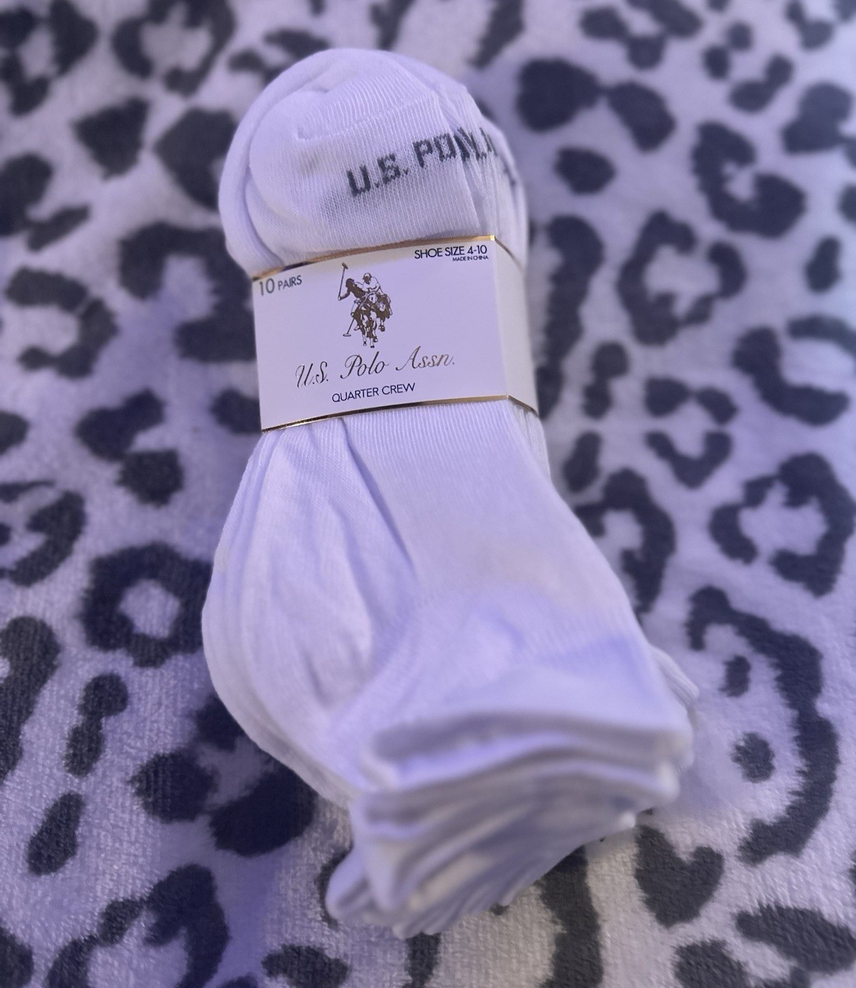 US Polo Assn. Womens Quarter Crew Socks White Solid 10 Pairs Size 4-10