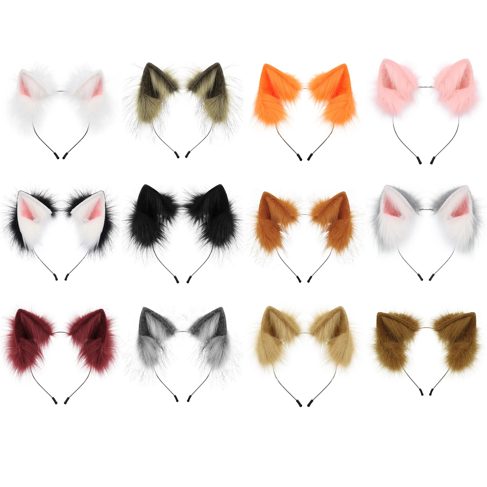 Handmade Faux Fur Animal Ears Headband Furry Cat Fox Ear Hairhoop Headwear
