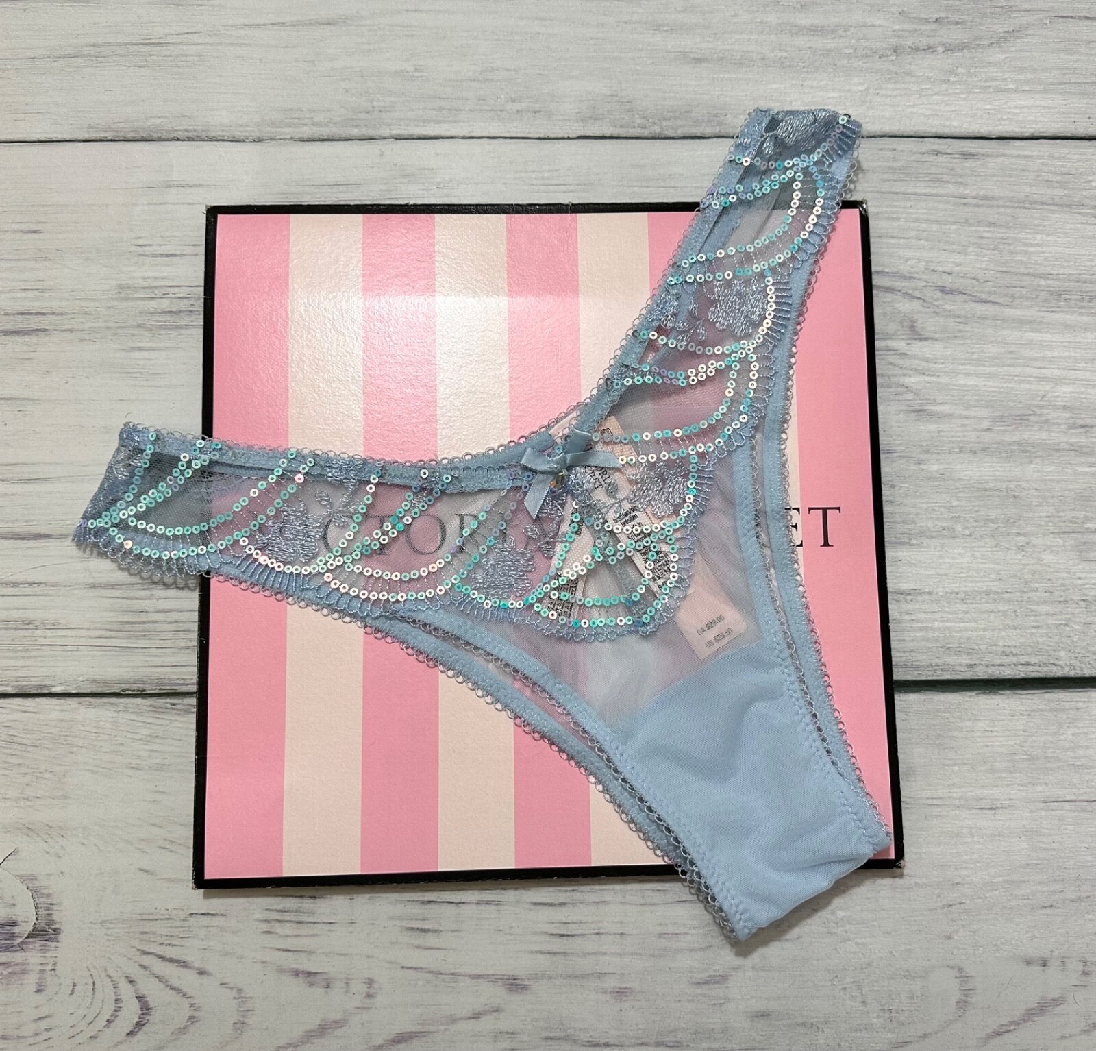 Victoria’s Secret Wicked Iridescent Embroidery Unlined Bra Panty Set Blue