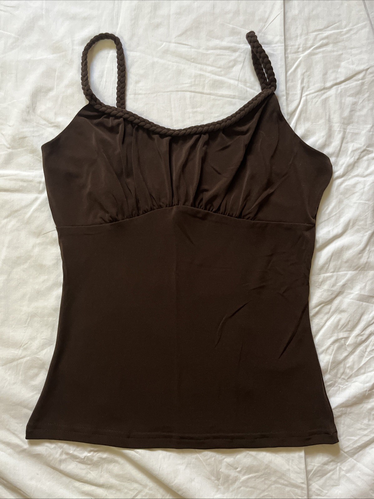 A. Buyer Women’s Tank Top Braided Straps Size Small Brown