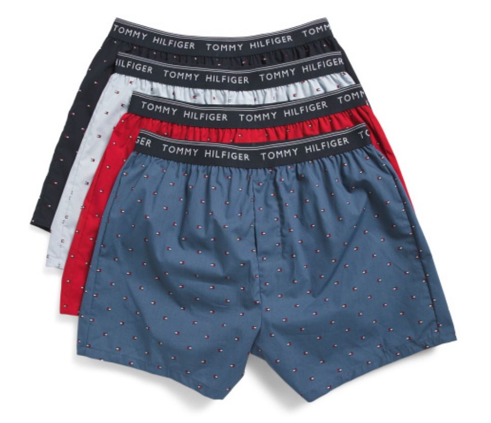 TOMMY HILFIGER MEN X4 – 263 MICRO RED BLUE – XLARGE 4 PACK WOVEN BOXER UNDERWEAR