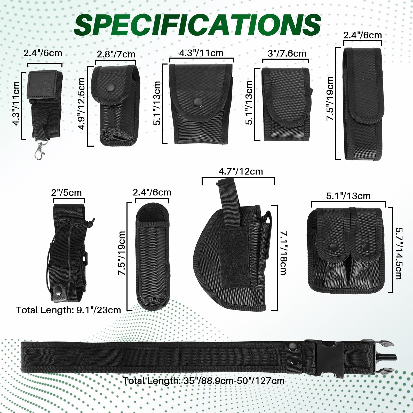 MAOPINER 10 in 1 Police Utility Belt, Tactical Security Guard 10 1, Black