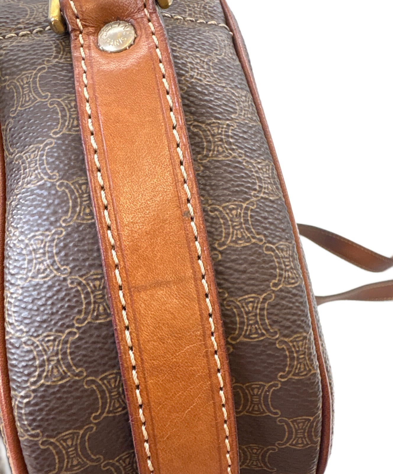 CELINE Macadam Shoulder Bag Brown Women Pre-owned Japan F/S USED