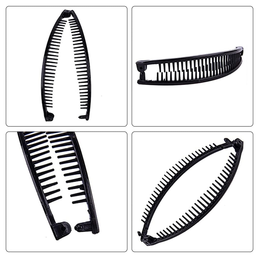 3Pcs Hair Clips Vintage Clincher Combs Banana 1 Count (Pack of 1), Black