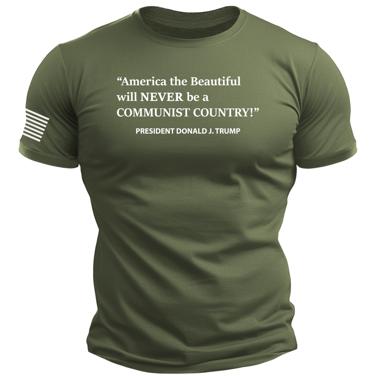 America Will NEVER Be Communist Country – Trump Quote T-Shirt maga usa 2a S-2XL