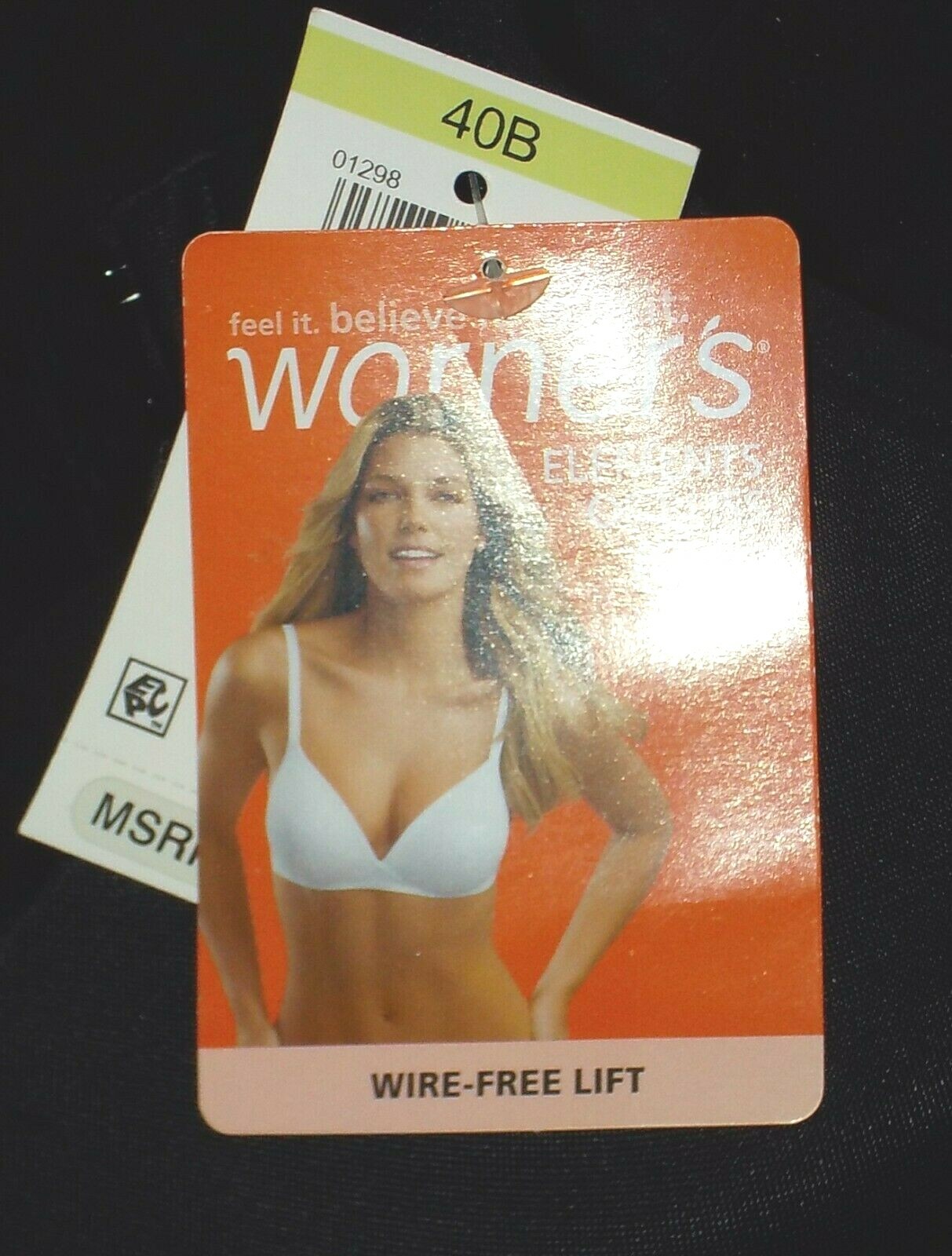 New Bra Warner’s Elements Bliss WF Lift Full-Coverage Black 1298 MSRP-$38.00 40B