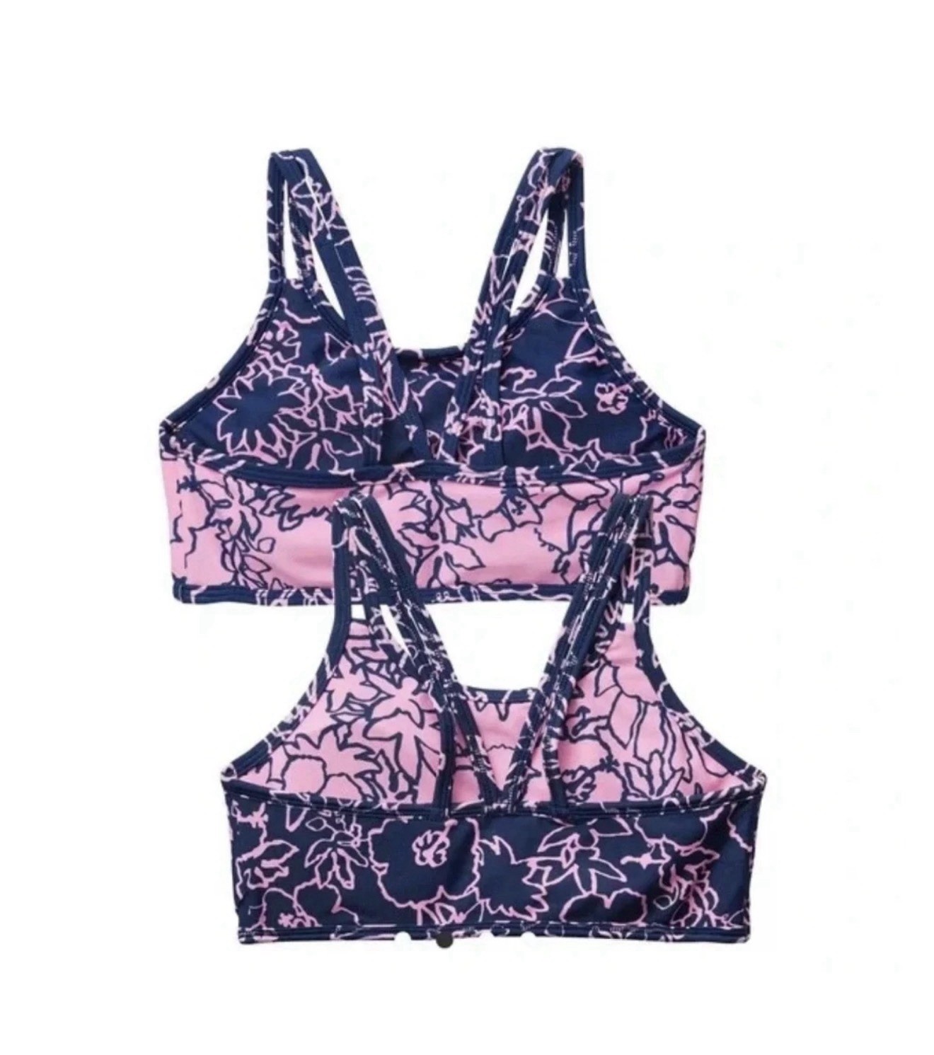 Hibiscus Print Athleta Girl Pool Days Reversible Bikini Top Size 14 Girls XL