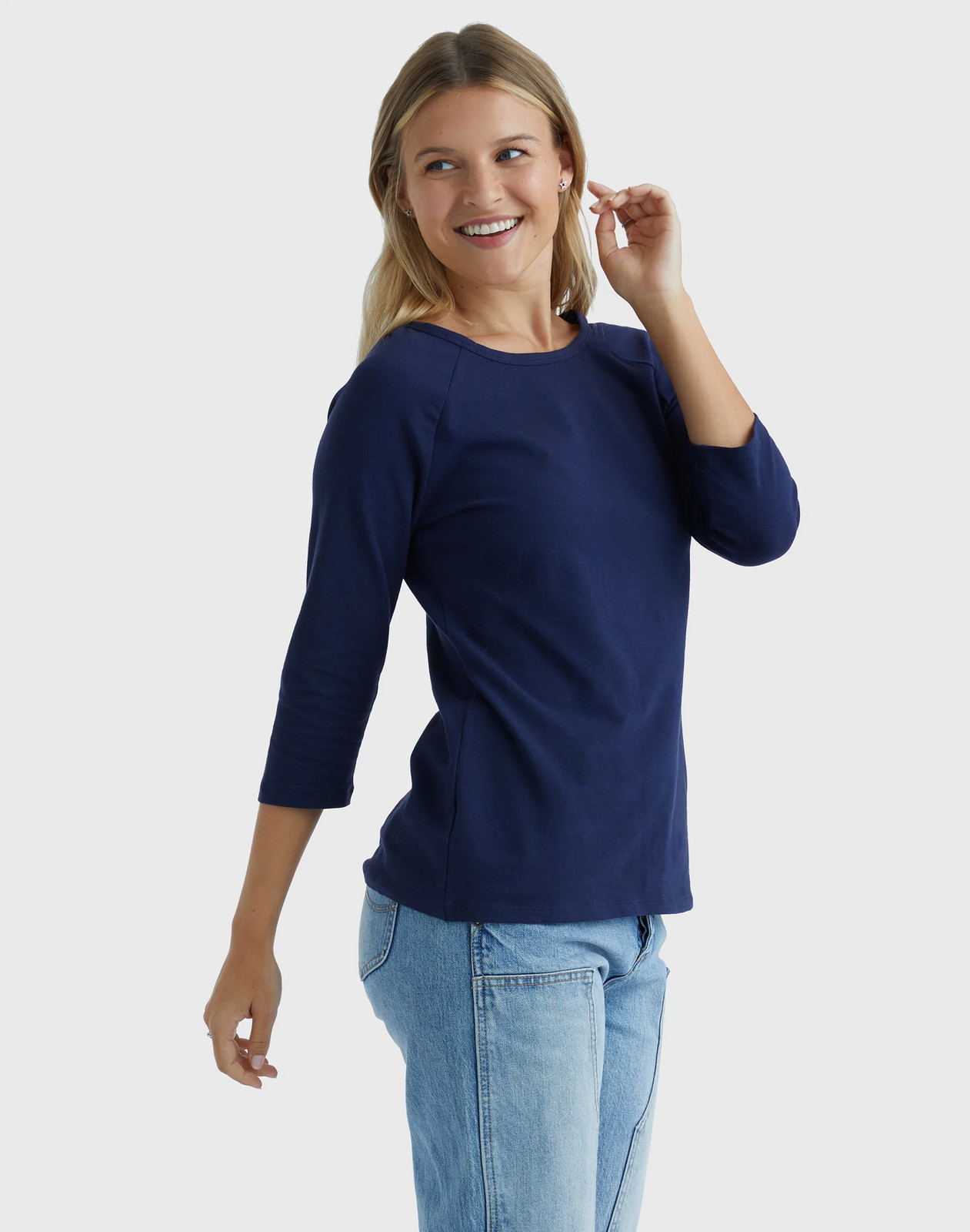 Hanes Women’s T-Shirt Raglan Sleeve Tee Stretch Cotton Plain 6 Colors sz S-2XL