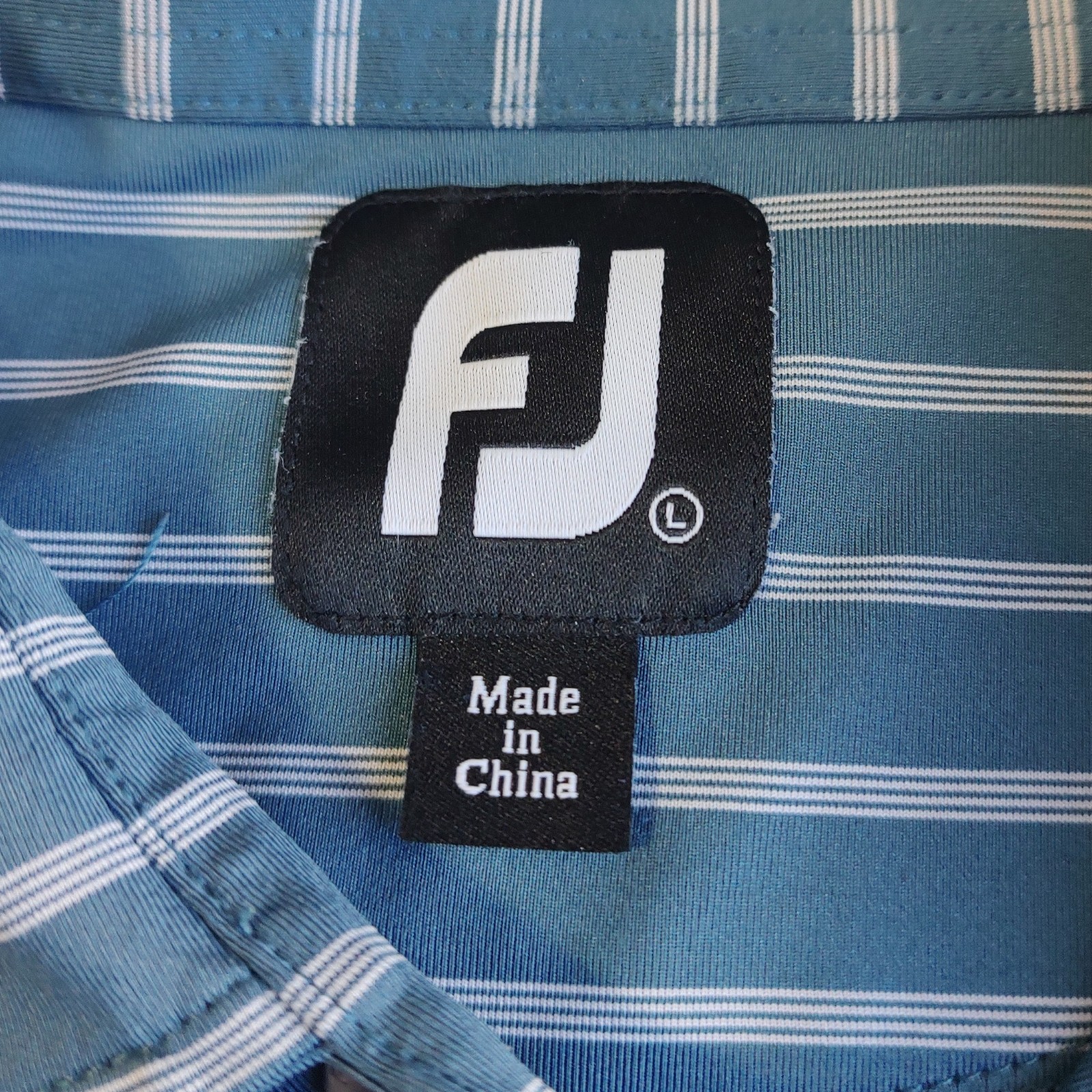 Footjoy Titleist Tour Golf Polo Shirt Mens L Blue Stripe Performance Stretch