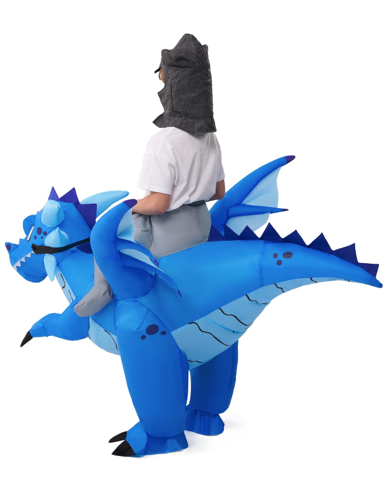 Inflatable Costume for Kids, Ride on Ice Dragon Inflatable with Hat, Cool Rid