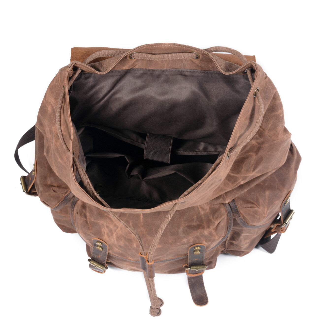 Men Waxed Canvas Leather Backpack Travel Rucksack Camping Hiking School Book Bag