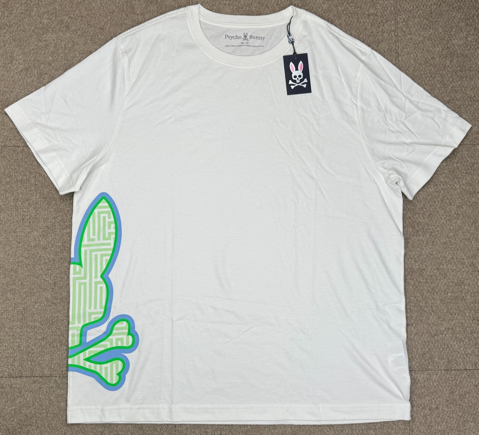 Psycho Bunny Men’s Short Sleeve Dammes Graphic T-Shirt Size 2XL