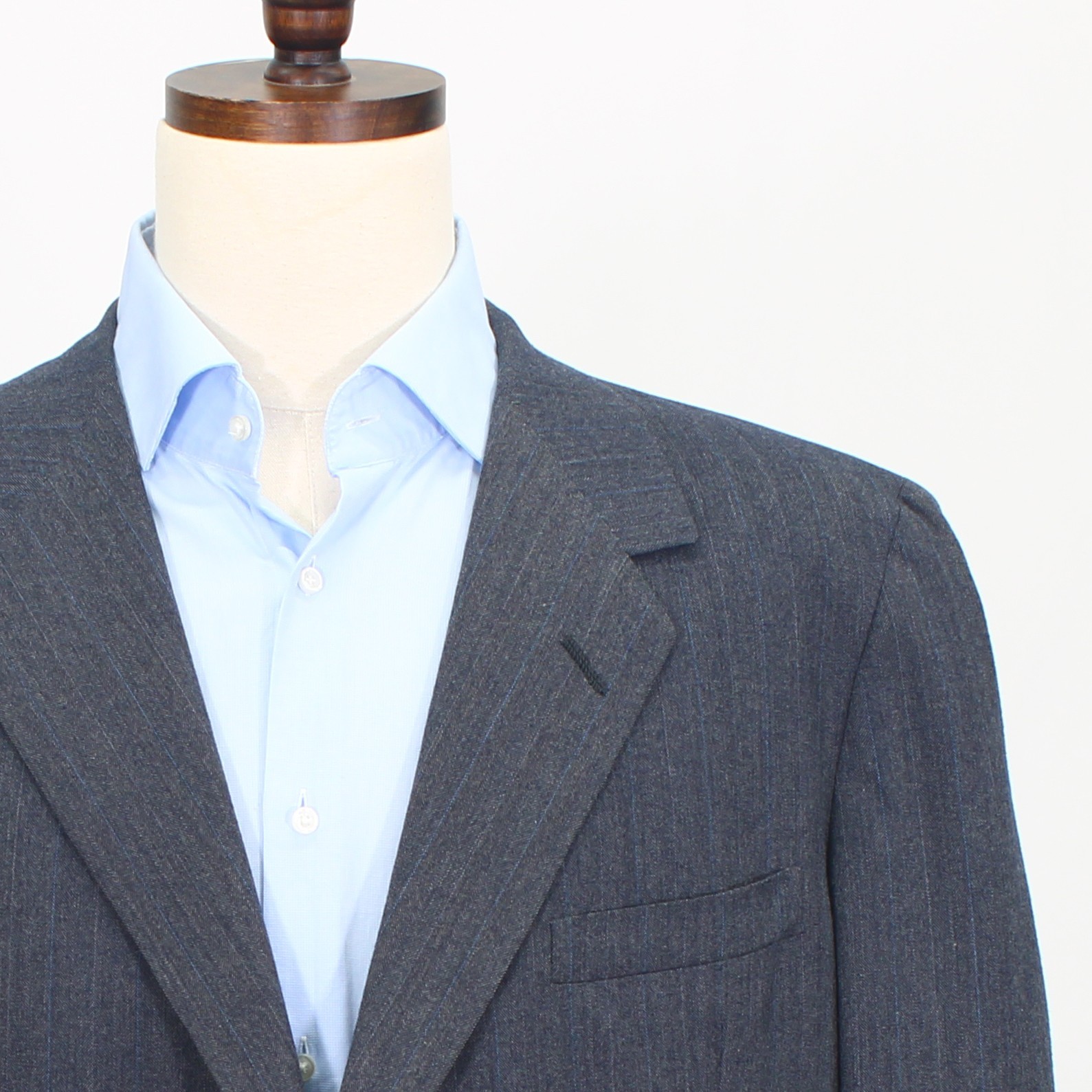 Oxxford 48R 40×28 Blue Full Suit Stripe 2-Button Wool