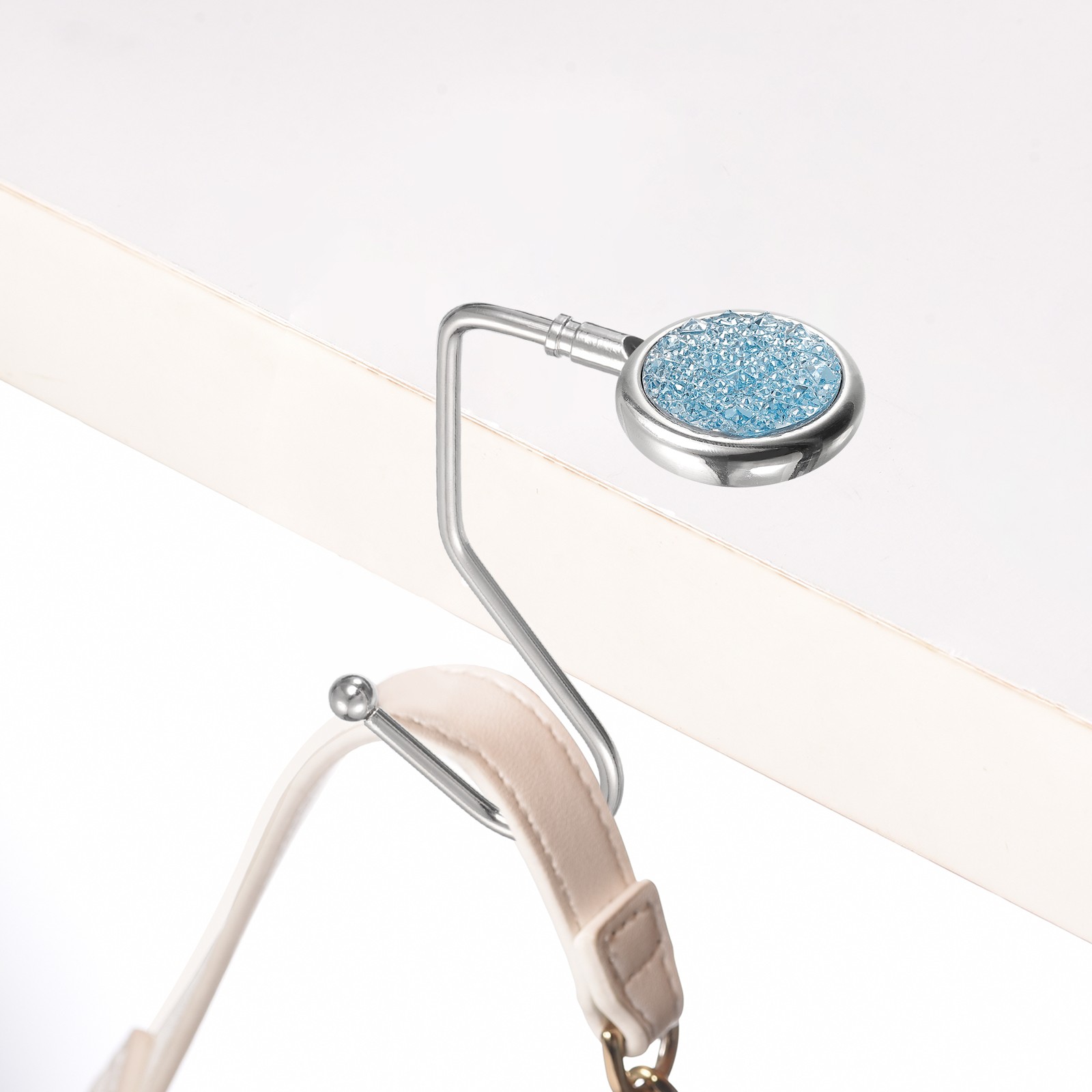 4.8″ Portable Purse Hook Handbag Hanger for Table Bag Storage Decor, Blue