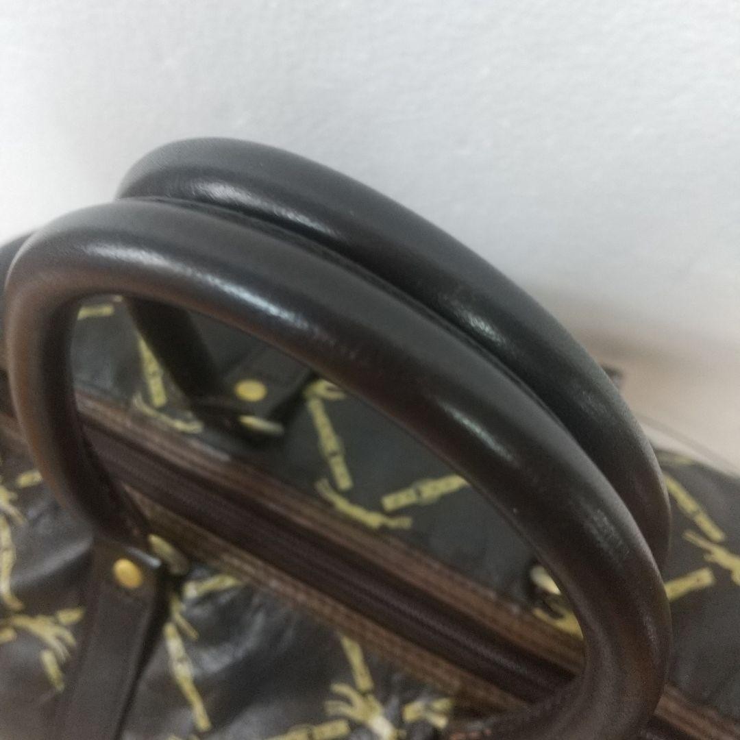 LONGCHAMP Brown Leather Equestrian Horse Belt Pattern Travel Bag Satchel