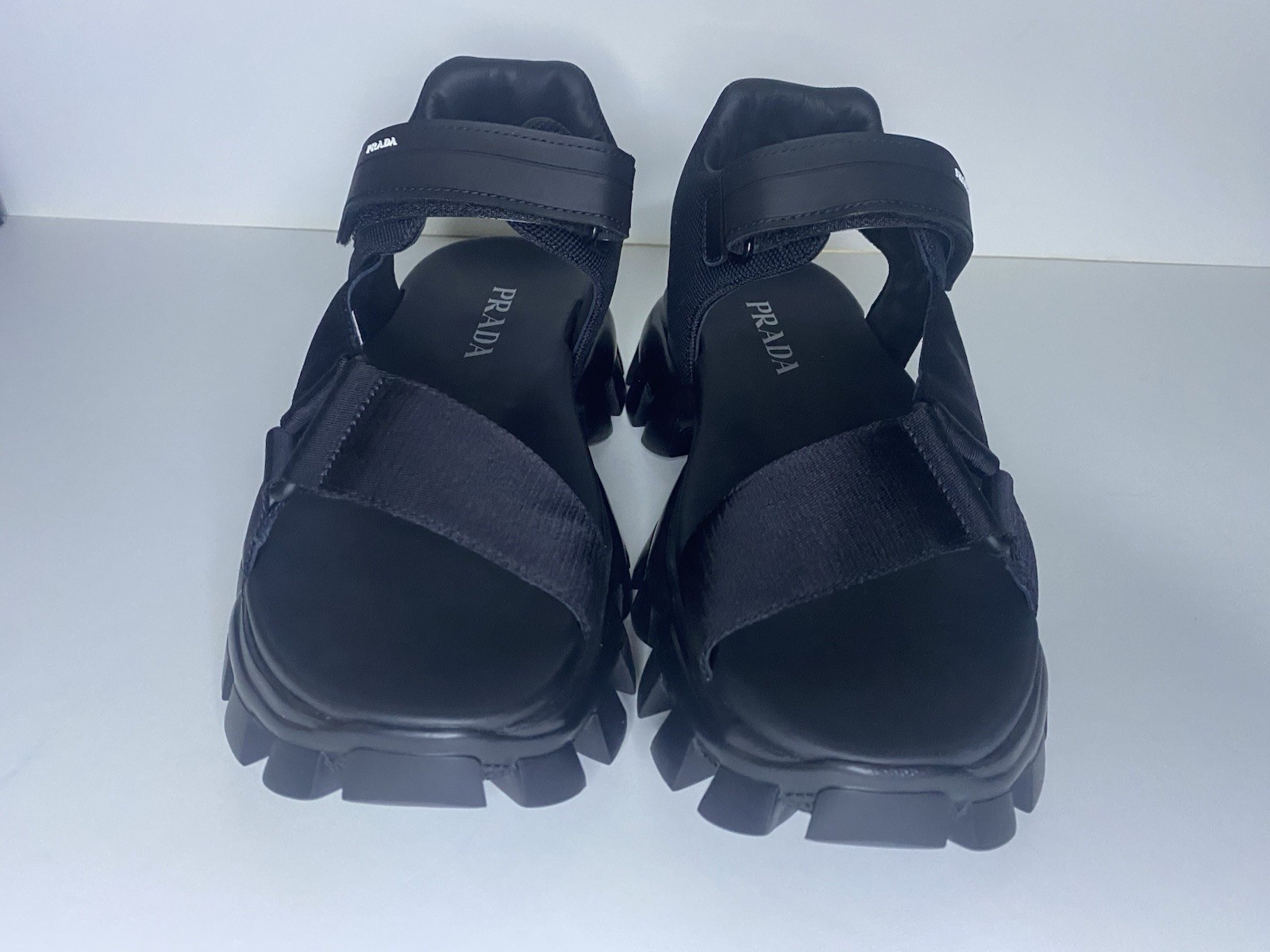 Men’s Size 10 US (9 UK) PRADA Lug-Sole Sport Sandals New In Box Black