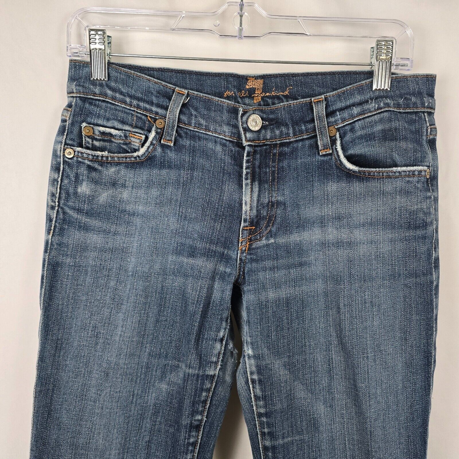 7 For All Mankind Jeans Women’s 28 Blue Flare Medium Wash Slight Distress