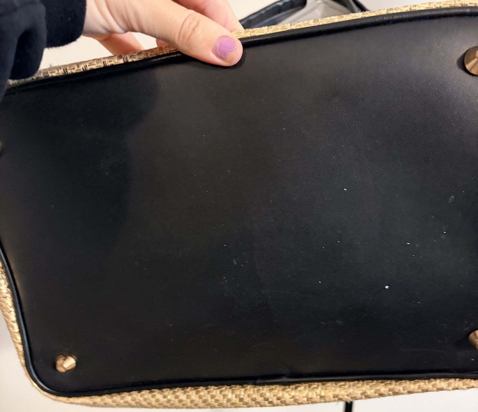Versace Beige & Black Tote Bag Double Handles Magnetic Closure Pockets
