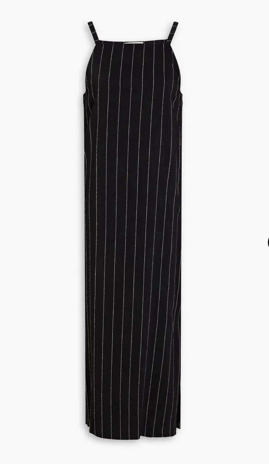 Navy Pinstripe Midi Dress Fully Lined Minimalist Pullover Designer Style M