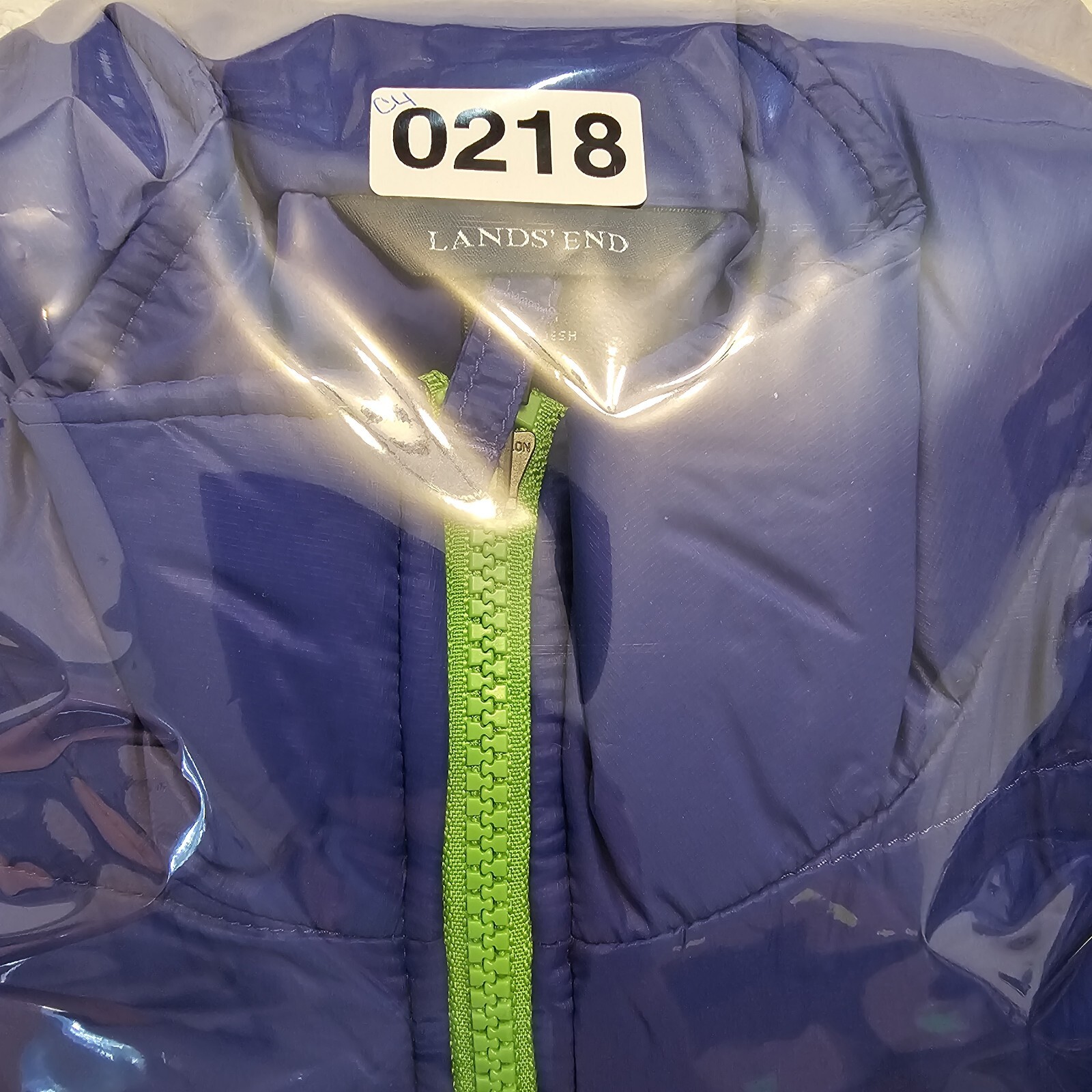 Lands’ End Primaloft Full Zip Puffer Jacket Lightweight Pockets Gorpcore Blue L