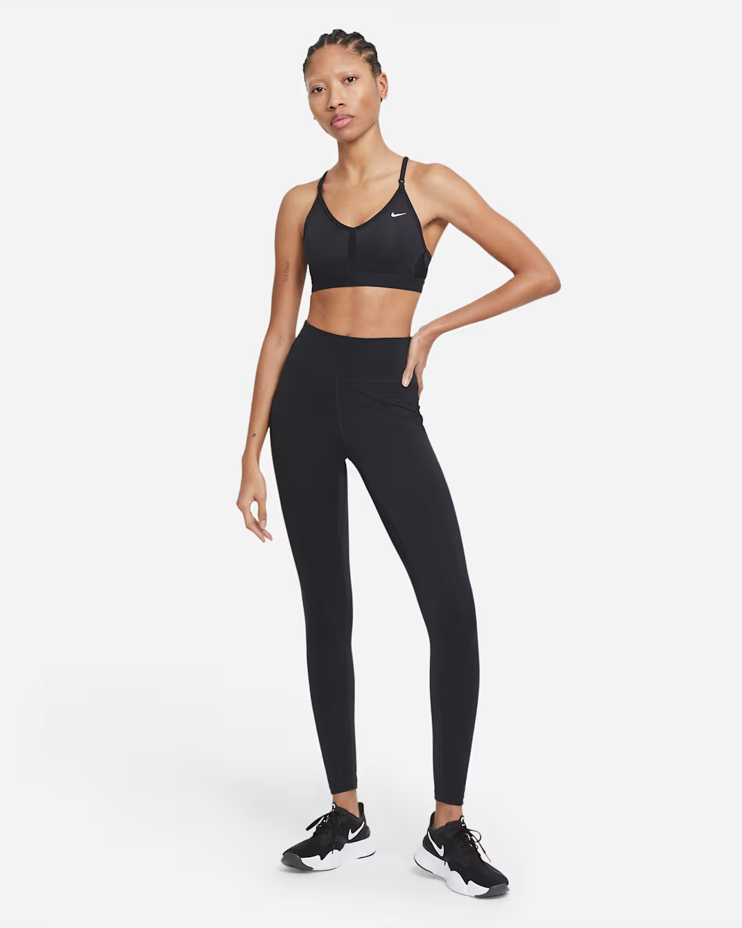 NIKE INDY V NECK WOMEN DRI-FIT LIGHT PADDED SPORTS TRAINING BRA BLACK#CZ4456-NWT