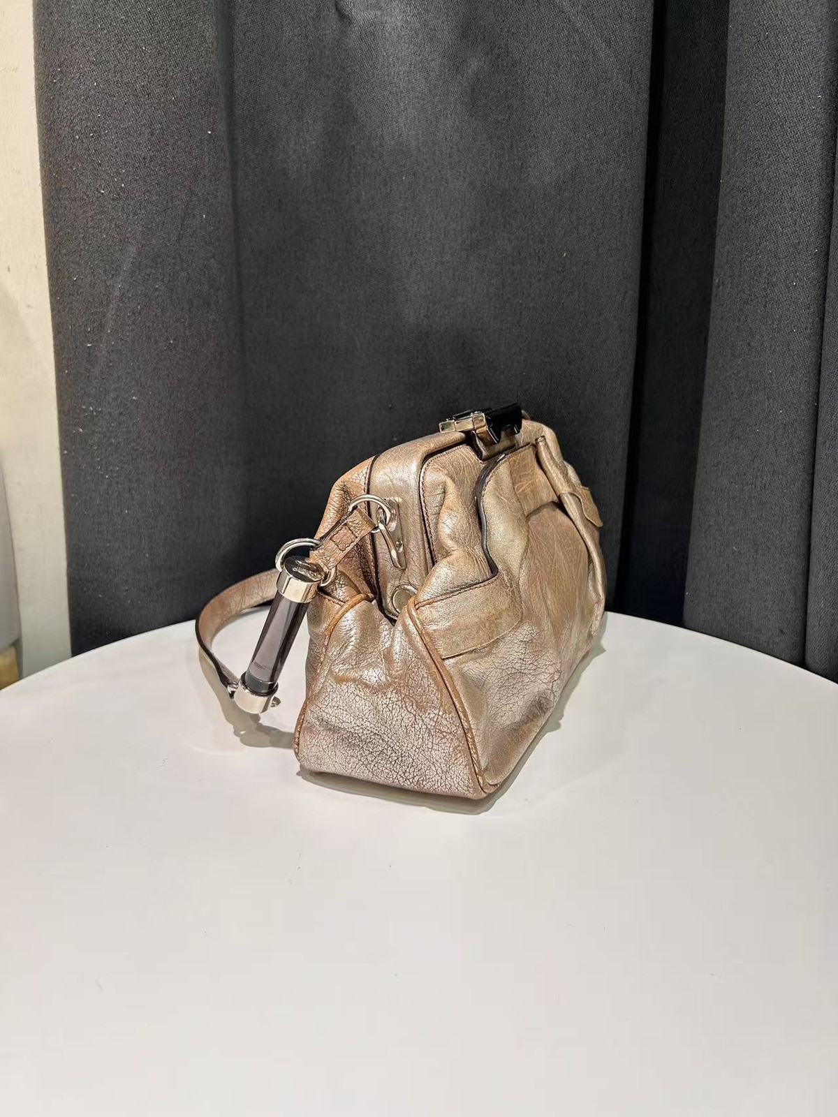 Celine Handbag Doctor Kelly Vintage Gold Leather France
