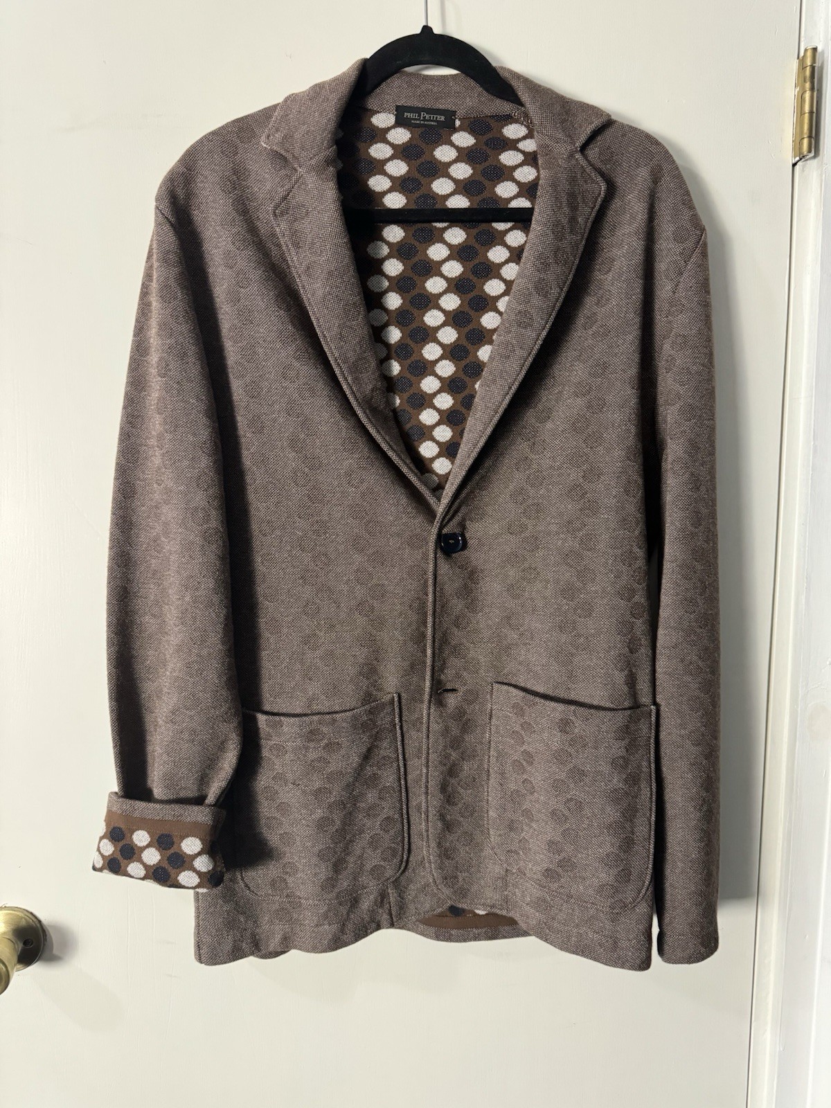 Phil Petter Men’s Sport Coat XL Multicolor Knit Polka Dot 2 Button