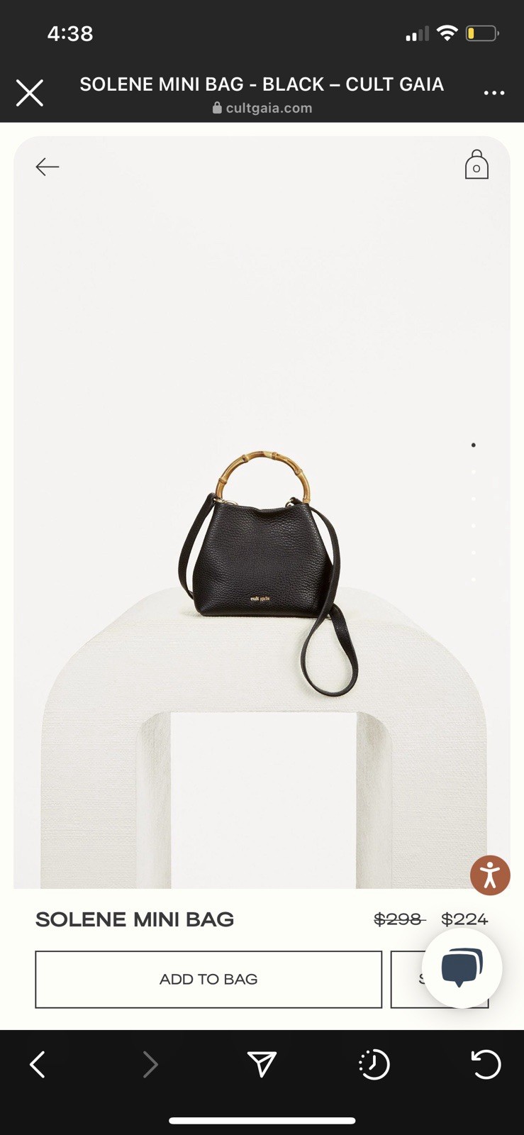 Cult Gaia Solene Mini Top Handle Bag Black Pebbled Finish Bamboo Handle Strap